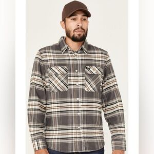 Brixton Men's Gray and Cream Plaid Button Down Shirt